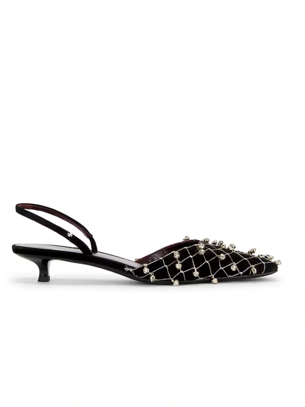 Tory Burch Bell Slingbacks Heels Black silver bell shoes Revolve 10